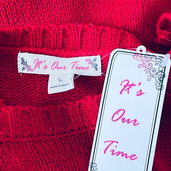 It’s Our Time Soldier Knit Sweater Dress Red White Size Large - Picture 6 of 9